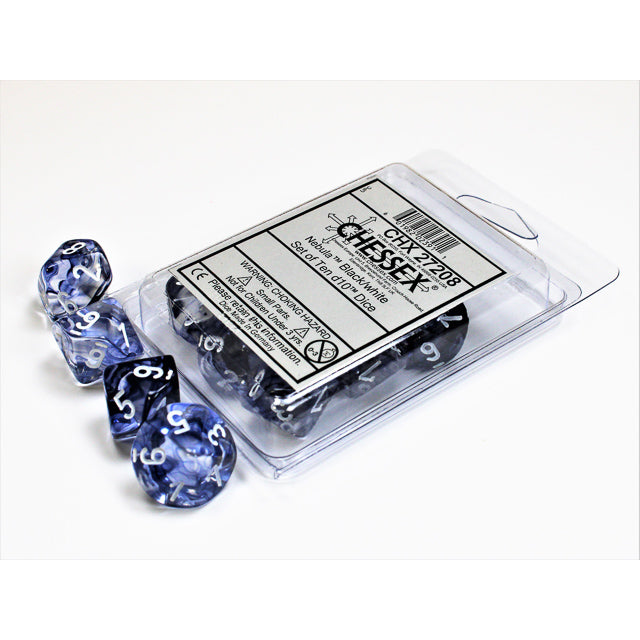CHX 27208 Nebula Black/white Set of Ten d10s