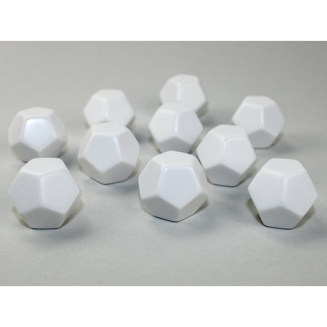 CHX 29035 Opaque Polyhedral Bag of 10 Blank White d12 Dice