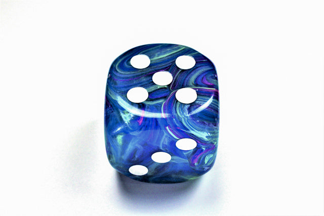 CHX DF3066 Festive Waterlily/white 30mm d6 dice w/pips