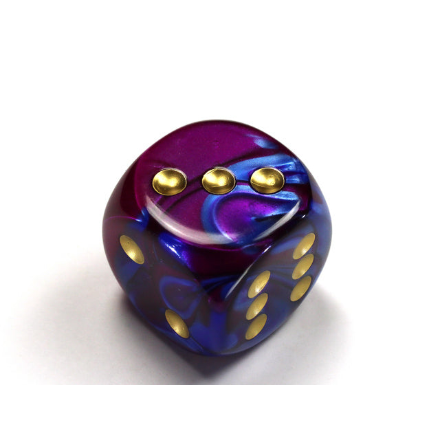 CHX DG3028 Gemini Blue-Purple/gold 30mm d6 dice w/pips
