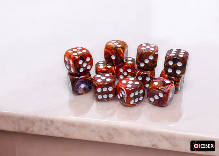 CHX 27743 Festive Symphony/white 16mm d6 Dice Block (12 dice)