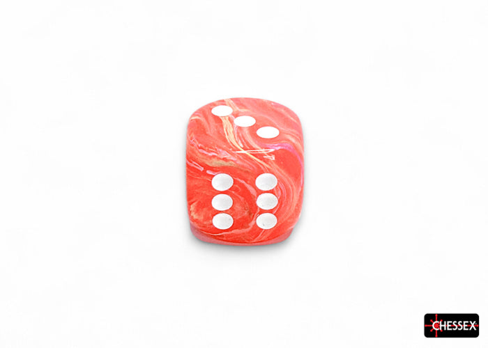 CHX DF3033 Festive Dahlia/white Luminary 30mm d6 dice w/pips