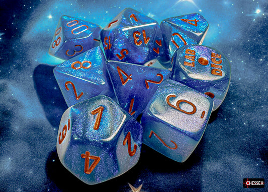 CHX 30069 Borealis Midnight/copper Polyhedral 7-Dice Set (with bonus die)