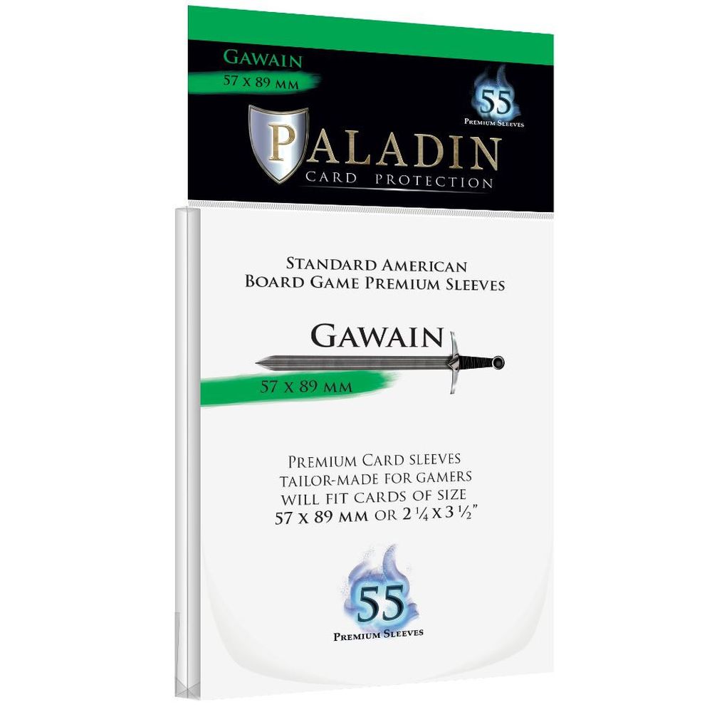 57mm x 89mm card sleeves Standard American - Sleeves size trading cards up to 63mm x 88mm. Paladin Clear Sleeves - Gawain
