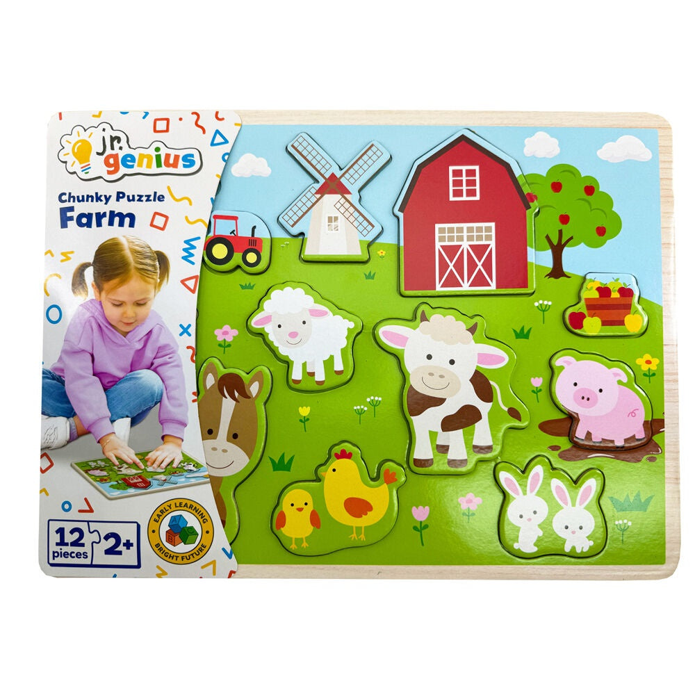 Jr.Genius Chunky Puzzle - Farm 12pce