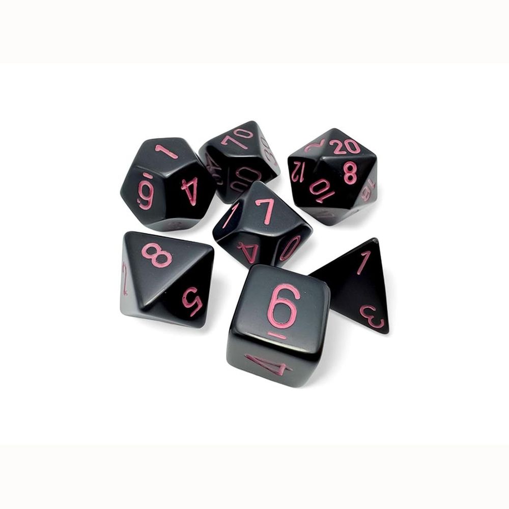 CHX 25448 Opaque Polyhedral Black/pink 7-Die Set