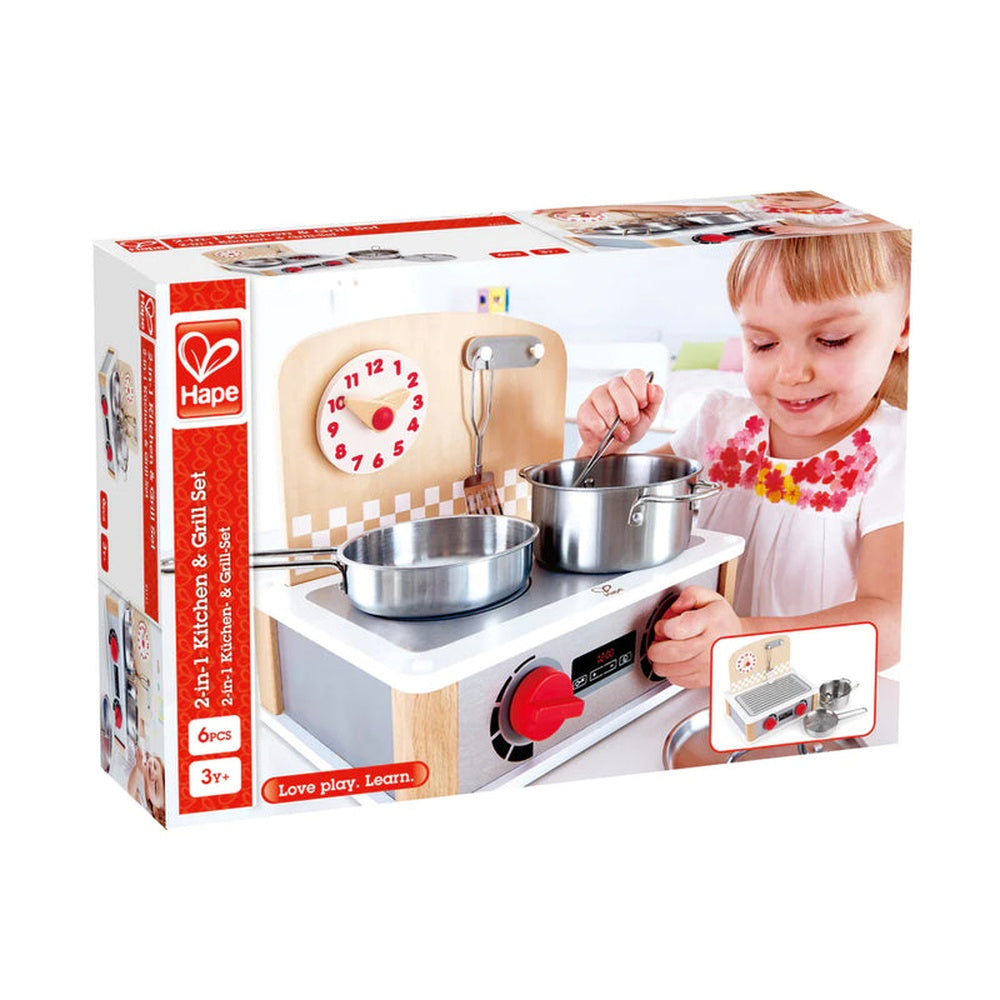 Hape - Kitchen & Food: 2-in-1 Kitchen & Grill Set