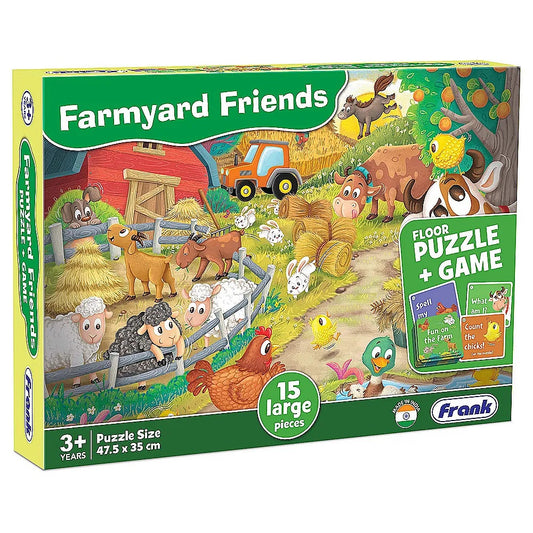 15pce Large Piece Puzzle & Game/Book Set - 2 Asst (Farmyard Friends - Under Construction)