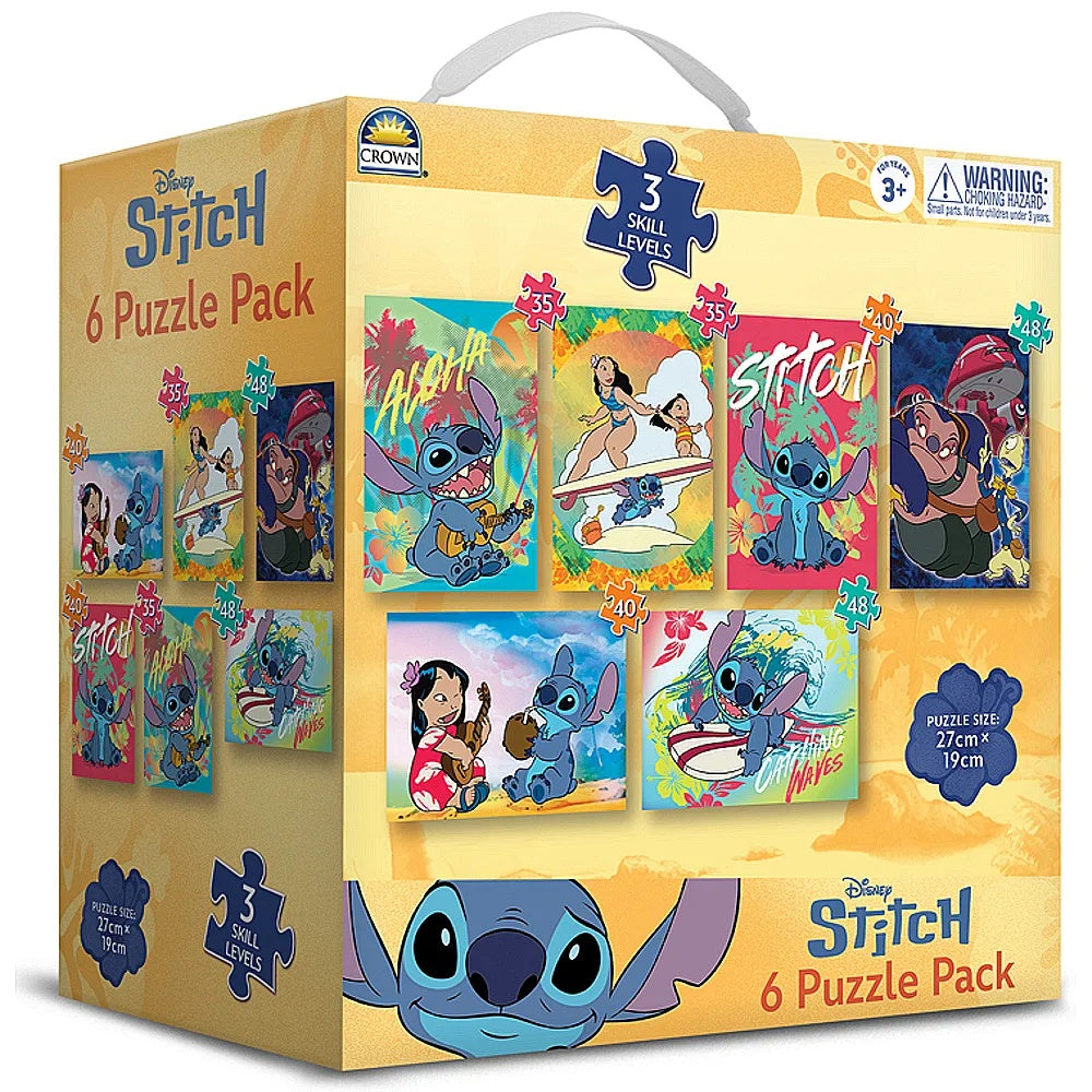 Stitch 6 Puzzle Pack - 2 x 12pce - 2 x 20pce & 2 x 30pce Puzzles