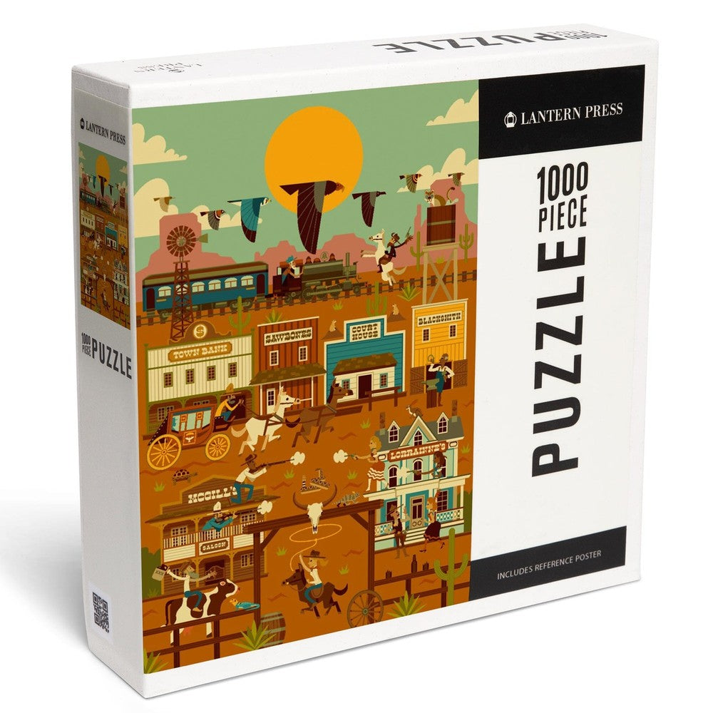 1000 Piece Puzzle Western Town Geometric