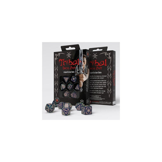 Q Workshop - Tribal - Blue-green & Beige Dice Set