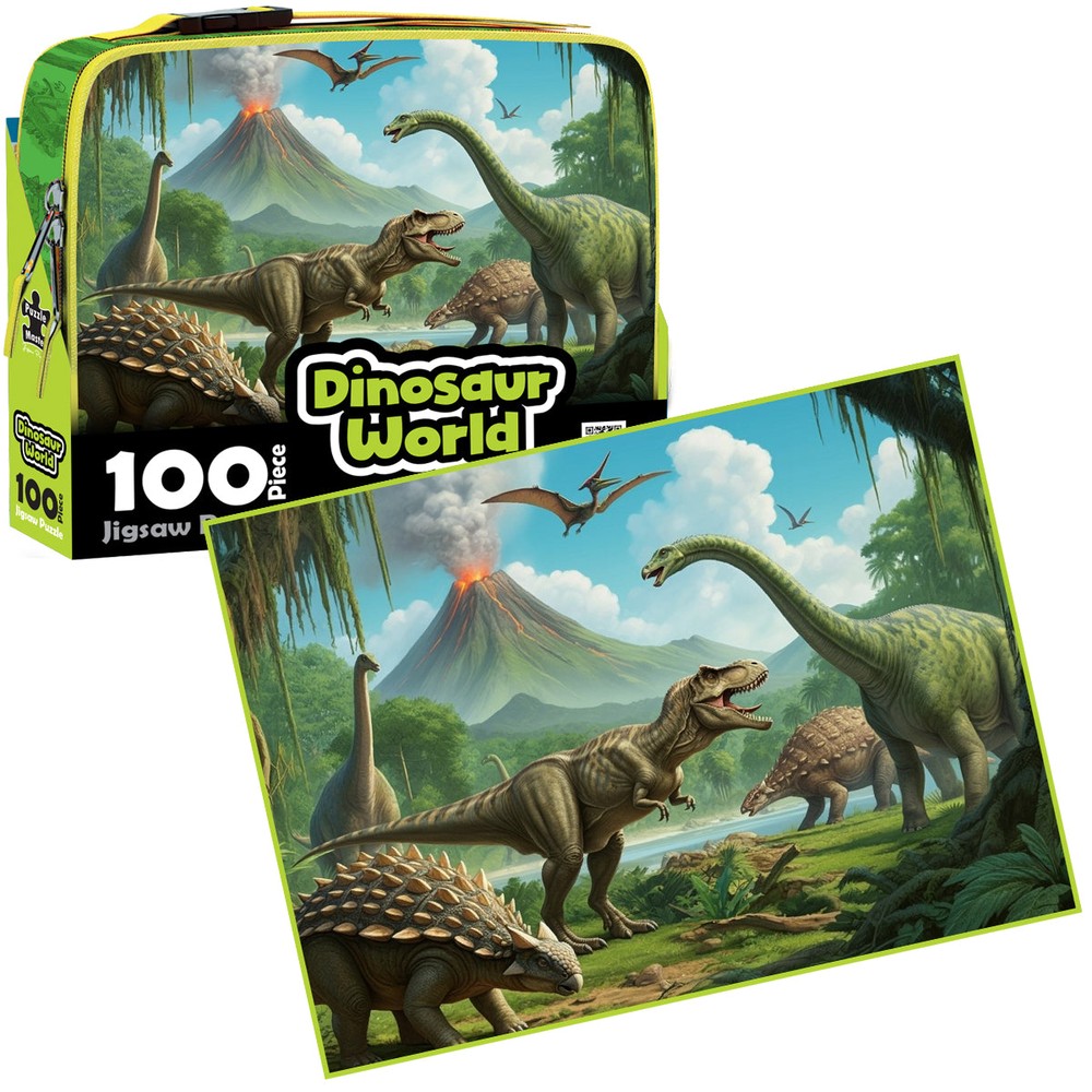Puzzles - BMS - 100 Piece Lunch Box Puzzle Dinosaur World AR Edition