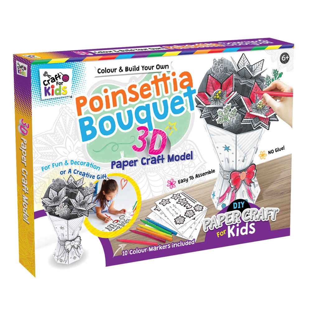 Colour and Build Your Own 3D Poinsettia Bouquet