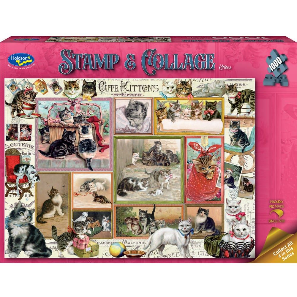 Puzzle - Holdson - Stamp & Collage - 1000pc Puzzle- Kittens