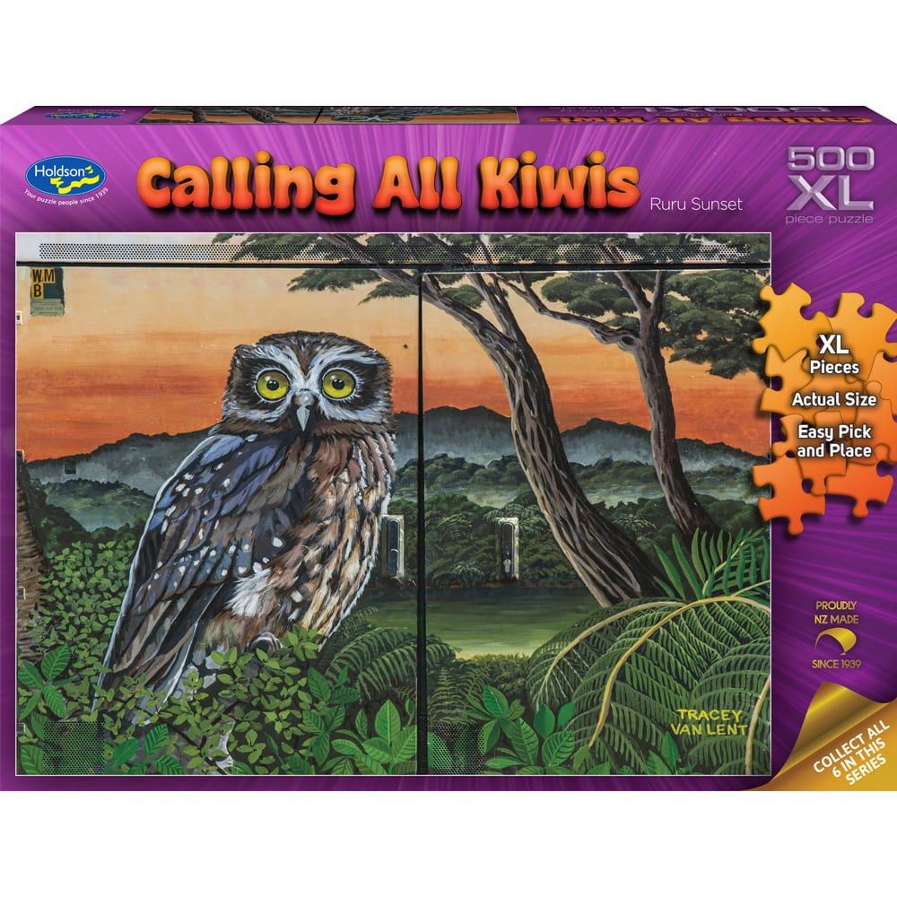 Puzzle - Holdson - Calling All Kiwis - 500XLpc Puzzle - Ruru Sunset