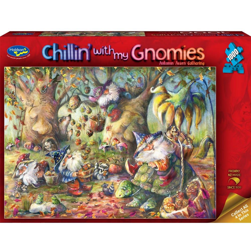 Puzzle - Holdson - Chillin' with My Gnomies - 1000pc Puzzle - Autumn Acorn Gathering