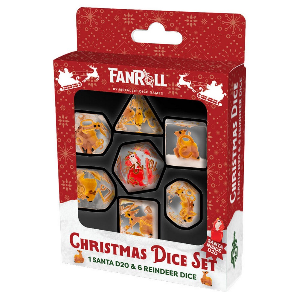 Fanroll: Christmas Resin Dice Set: Reindeer + Santa d20