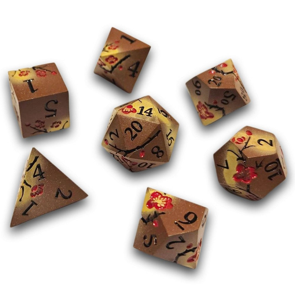 Chronicle - Brown Red Sakura Metal Dice Set