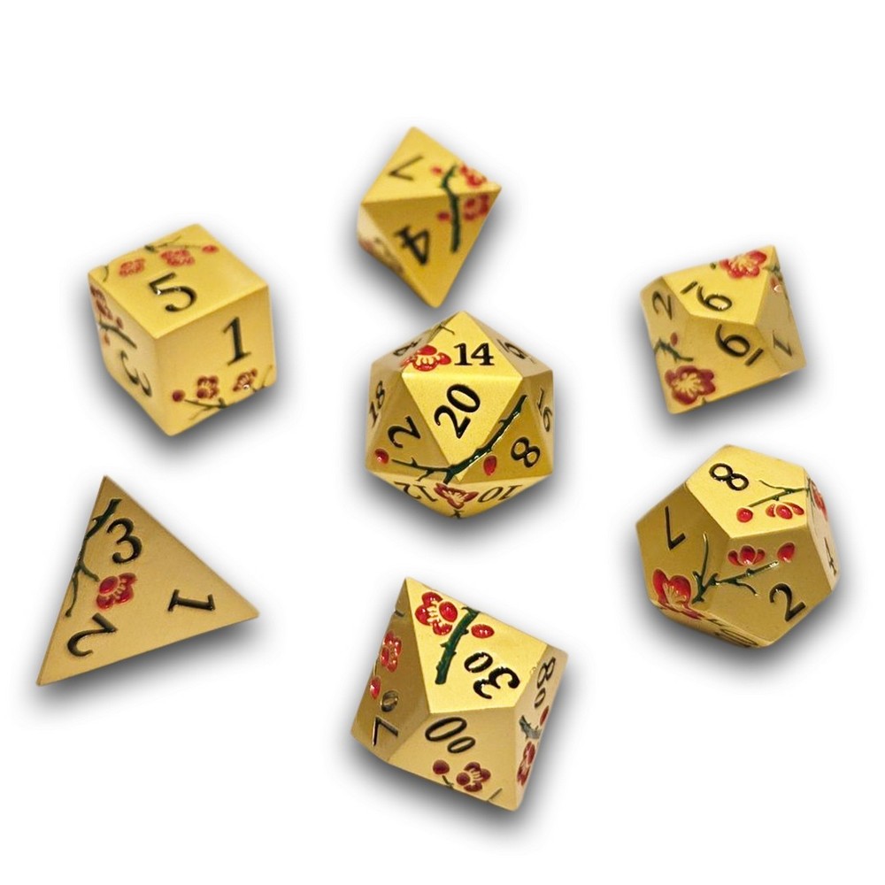 Chronicle - Gold Red Sakura Metal Dice Set
