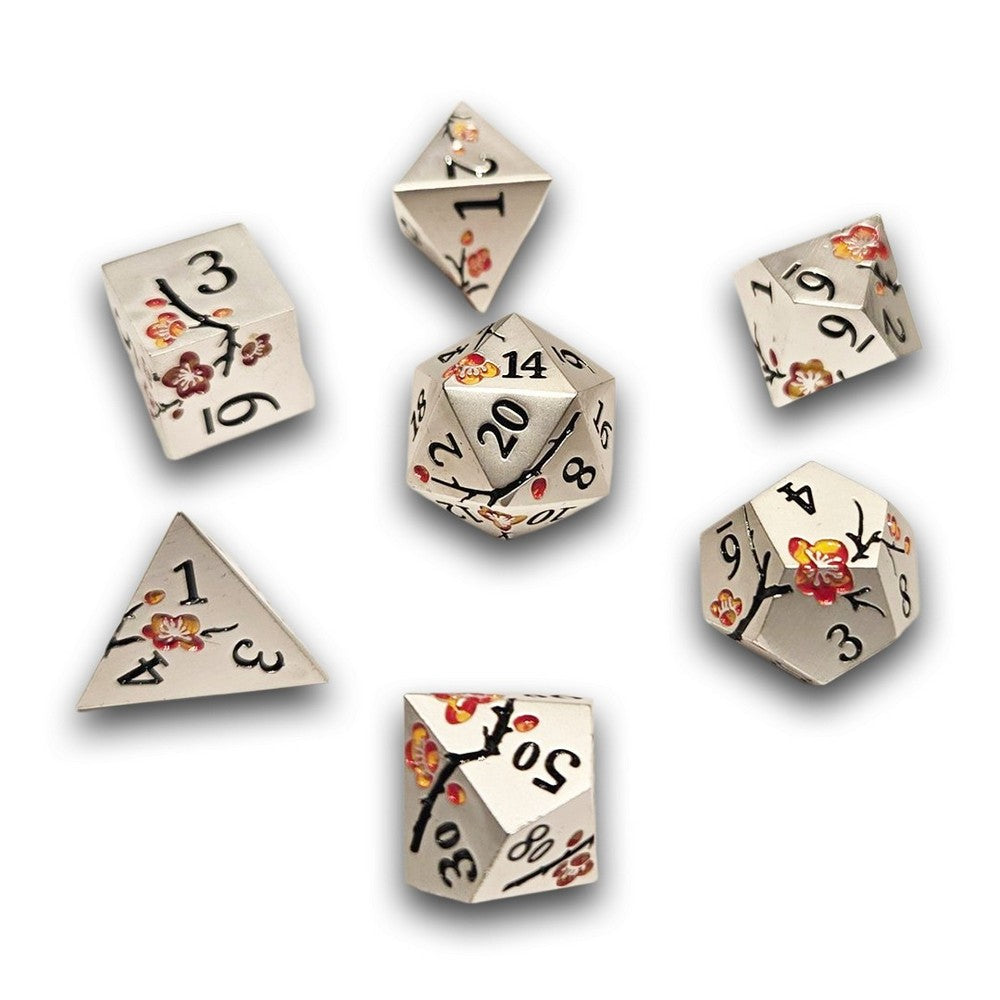 Chronicle - Silver Red Sakura Metal Dice Set
