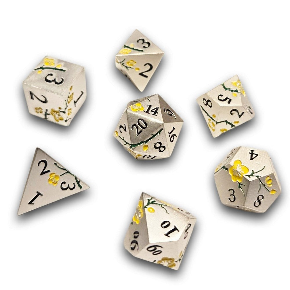Chronicle - Silver Yellow Sakura Metal Dice Set