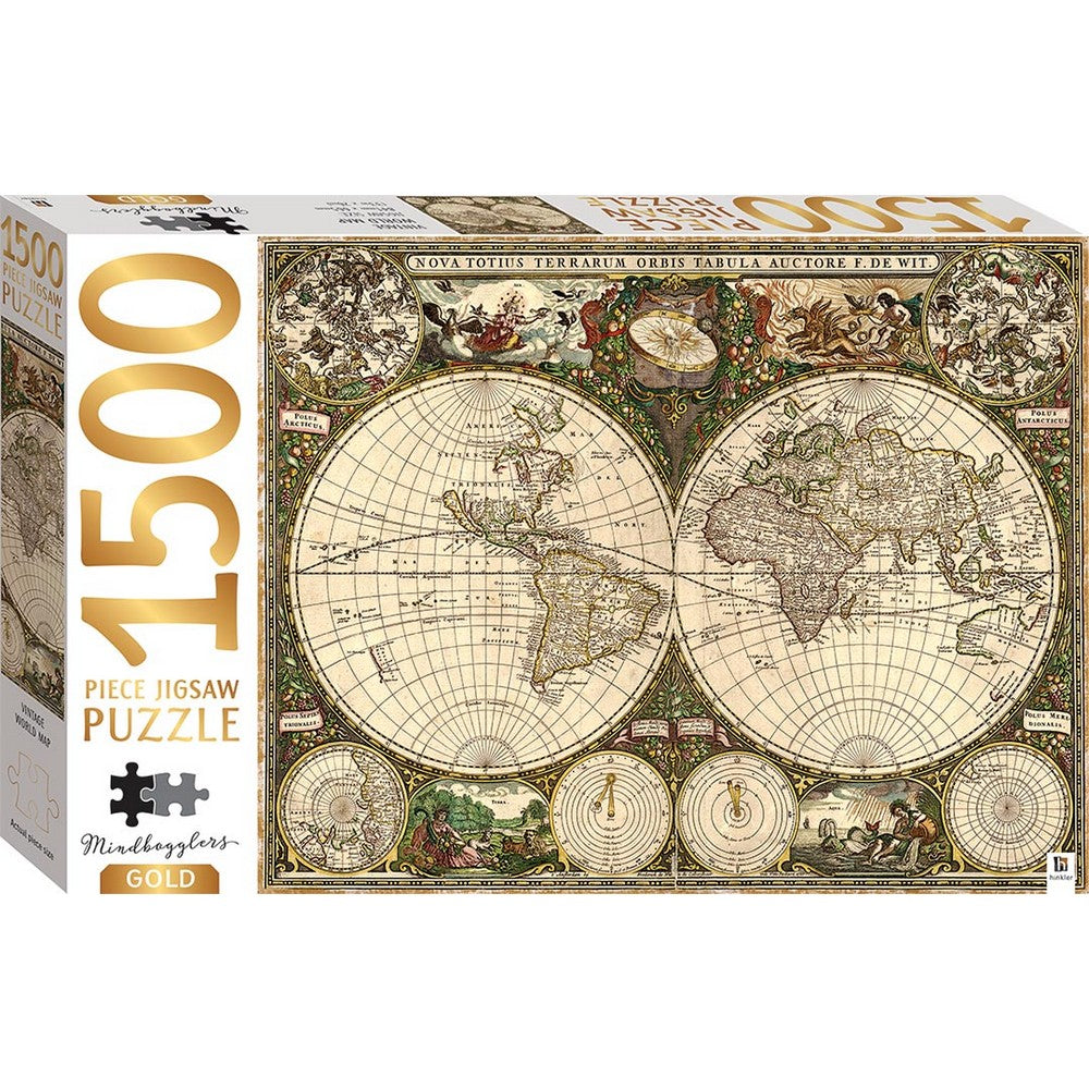 Puzzle - Design Group - Mindbogglers Gold Vintag World Map 1500pc