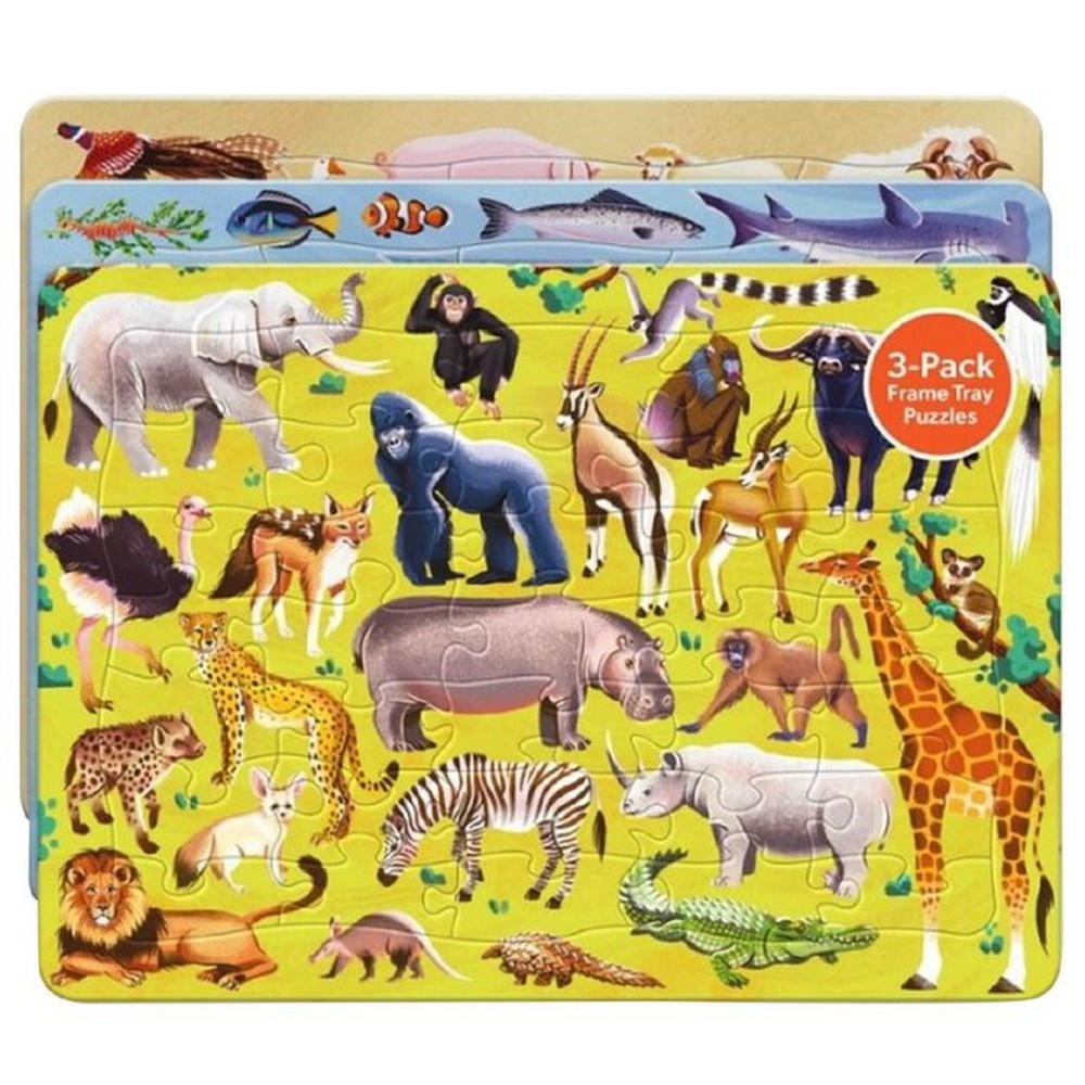Frame Tray Jigsaw Puzzle 3 Pack - Animals