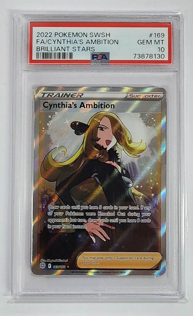 2022 Pokemon SWSH Brilliant Stars Cynthia's Ambition 169/172 - Full Art - Ultra Rare - PSA10