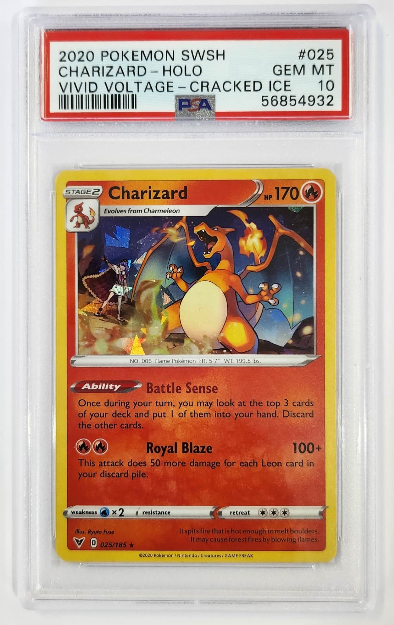 2020 Pokemon SWSH Vivid Voltage Charizard Cracked Ice c - Holo - PSA10
