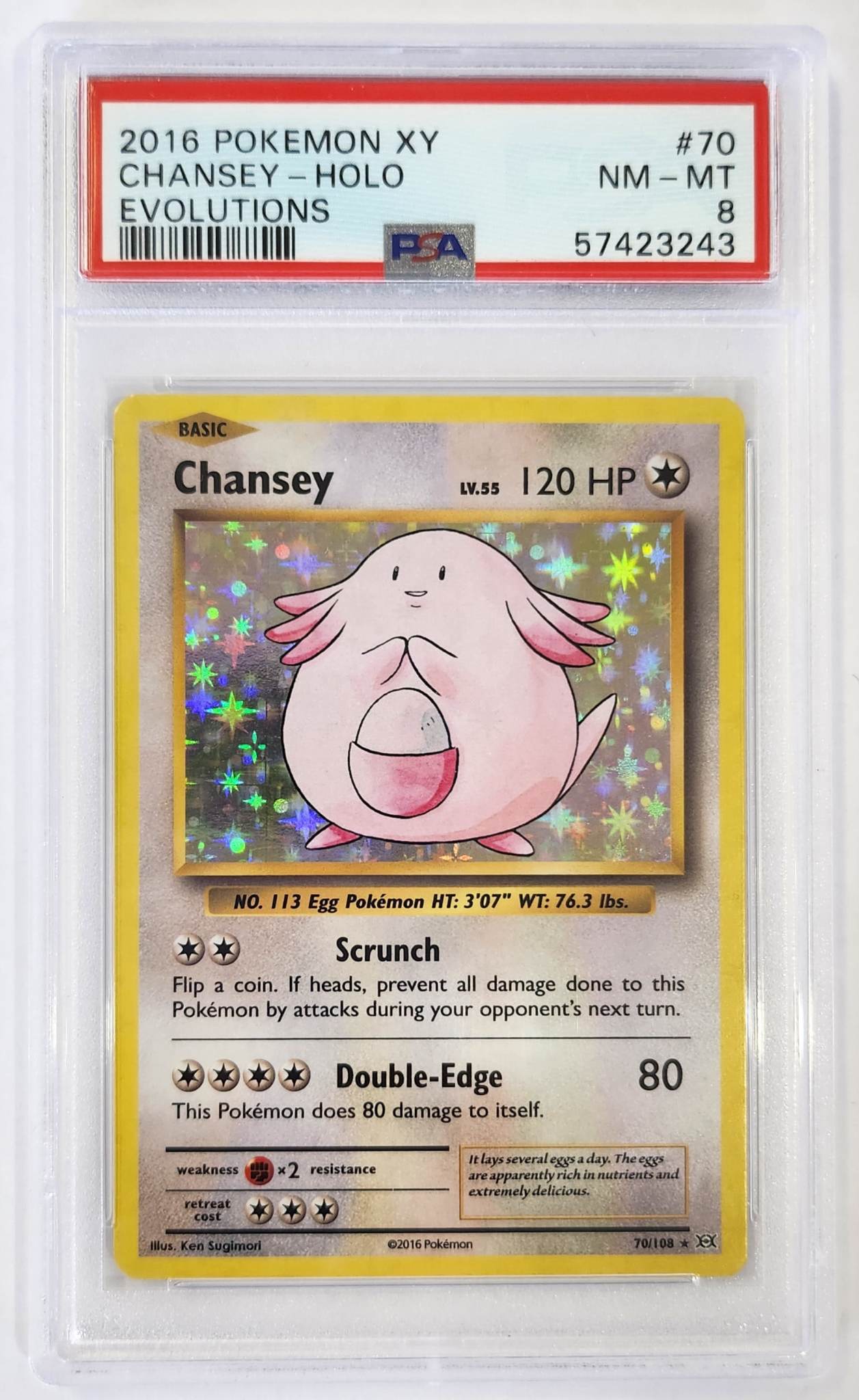 2016 Pokemon XY Evolutions Chansey - Holo - 70/108 - PSA8