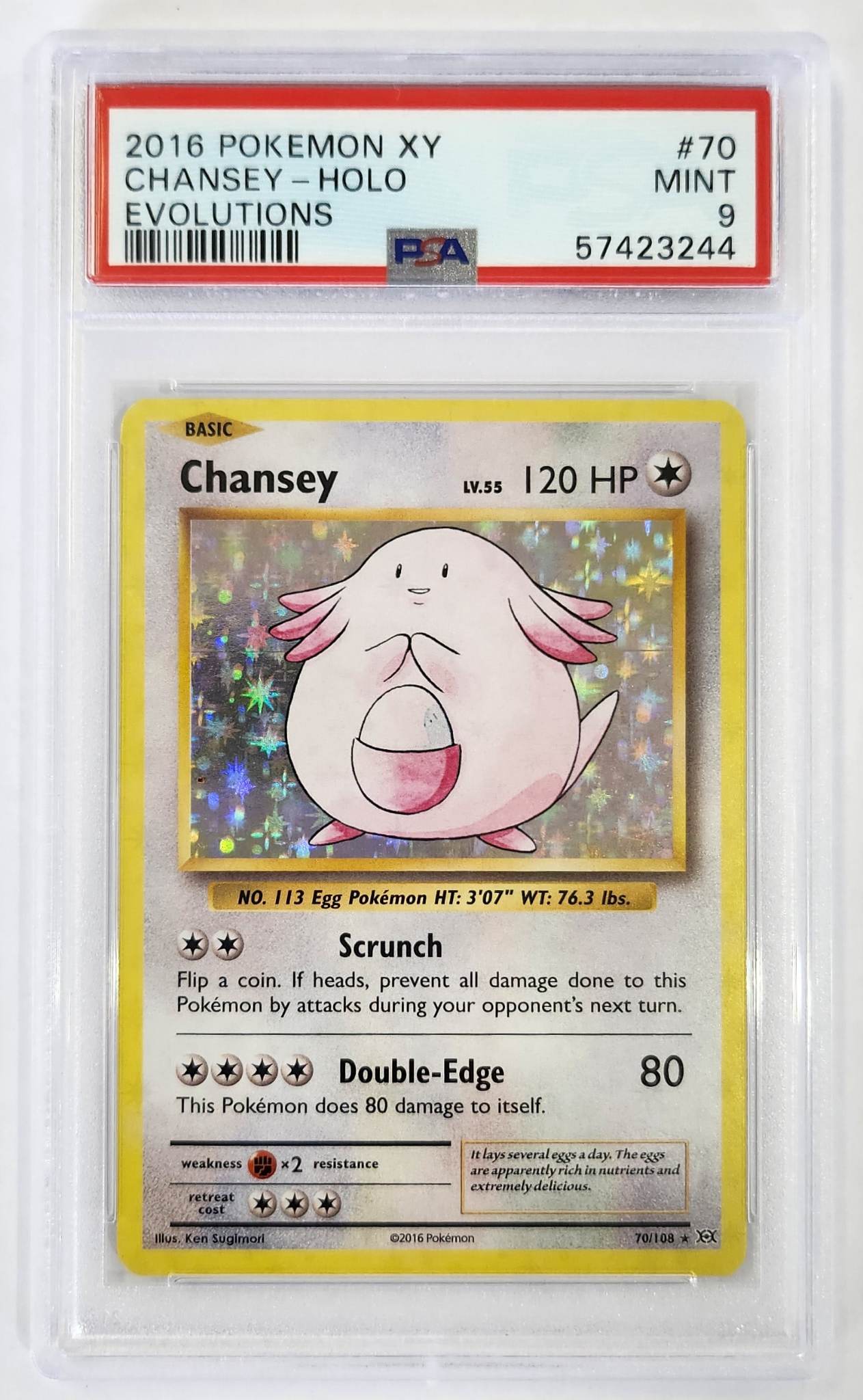 2016 Pokemon XY Evolutions Chansey - Holo - 70/108 - PSA9