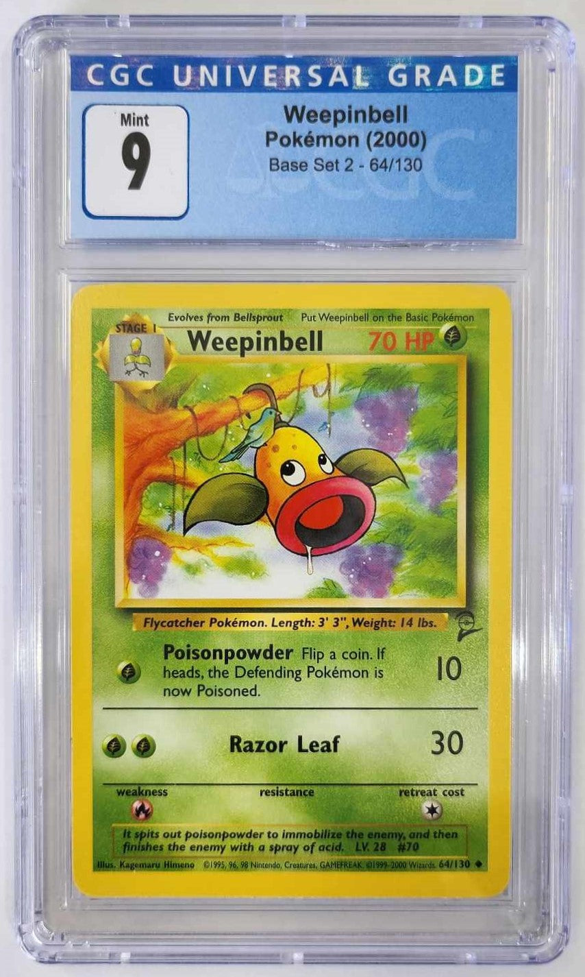 2000 Pokemon - Weepinbell 64/130 - Base Set 2 - CGC 9