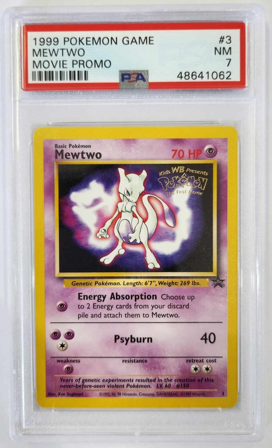 1999 Pokemon - Mewtwo #3 - Mewtwo Strikes Back - PSA 7