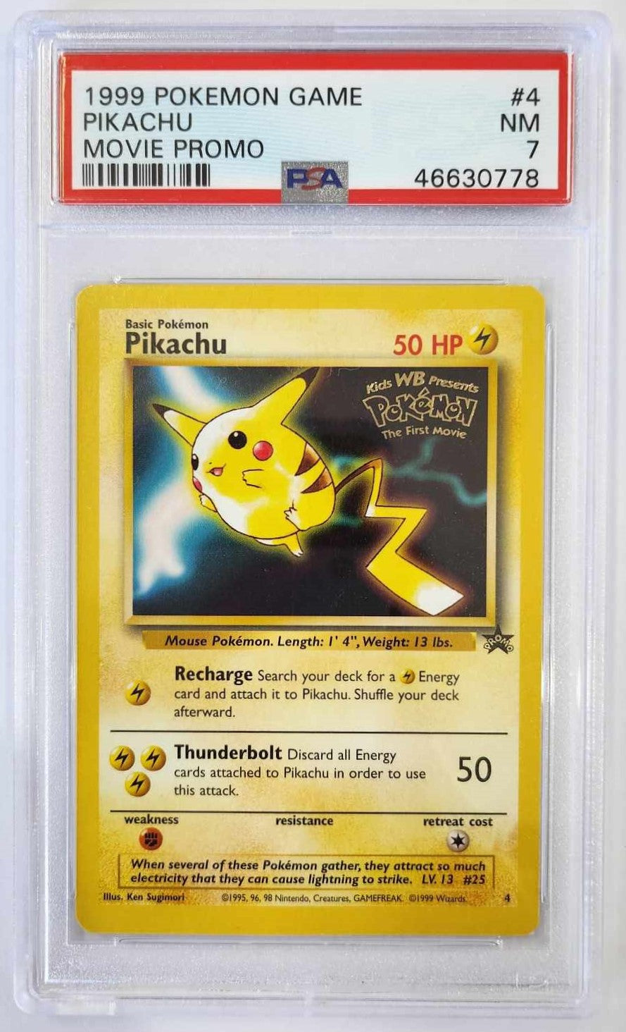 1999 Pokemon - Pikachu #4 - Mewtwo Strikes Back - PSA 7