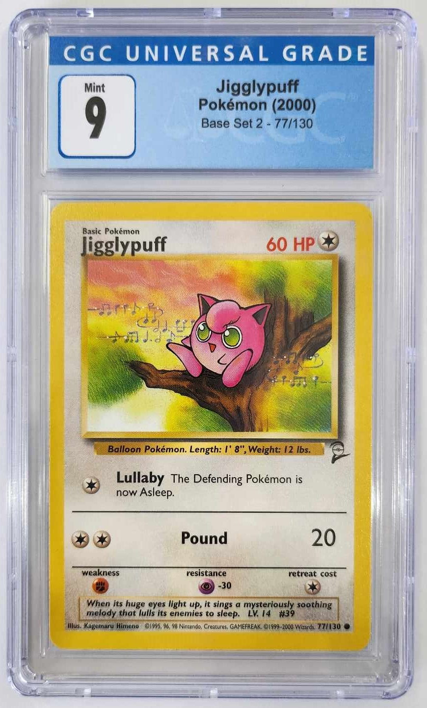 2000 Pokemon - Jigglypuff 77/130 - Base Set 2 - PSA 9