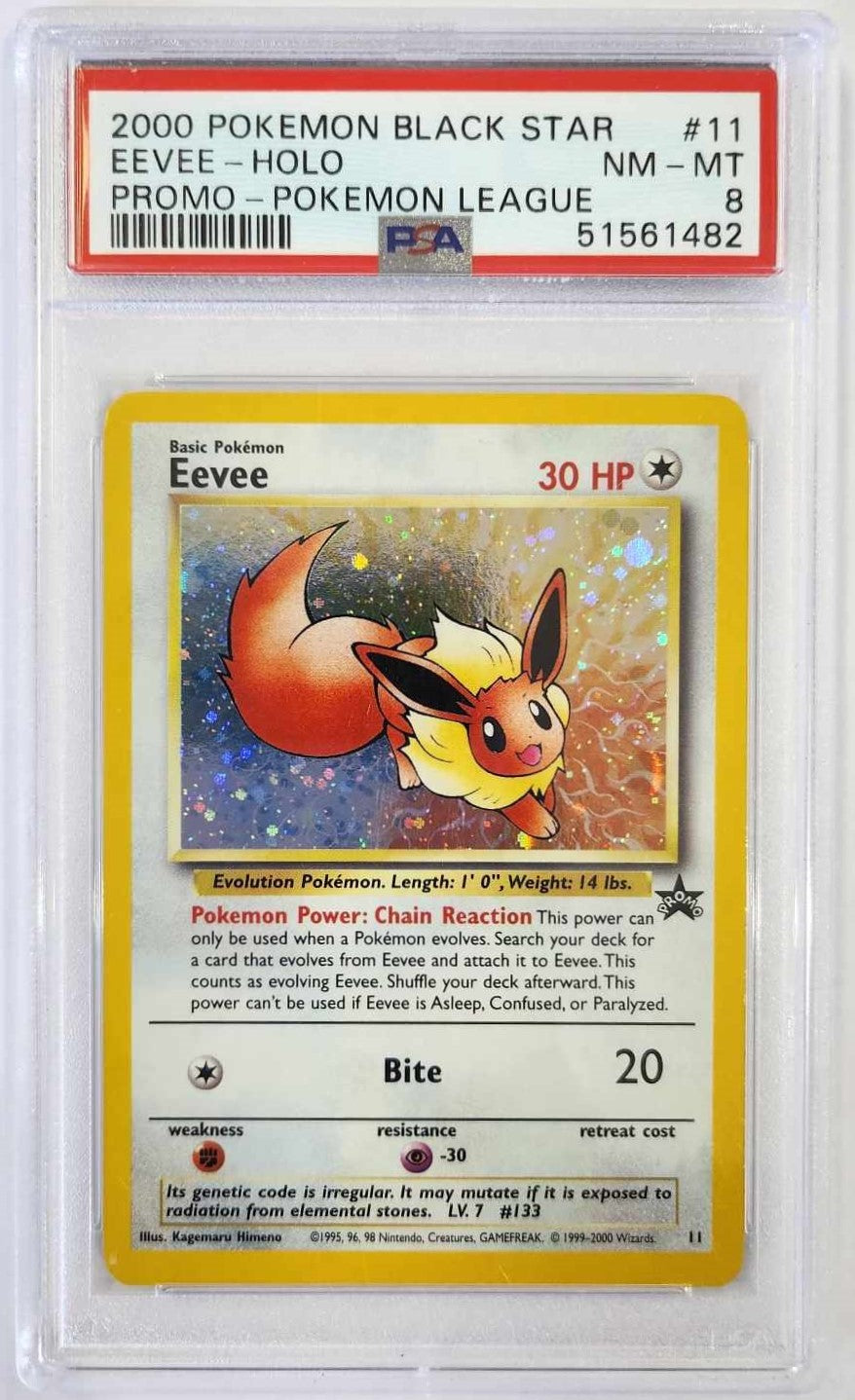 2000 Pokemon - Eevee #11 - Black Star Promo Holo - PSA 8