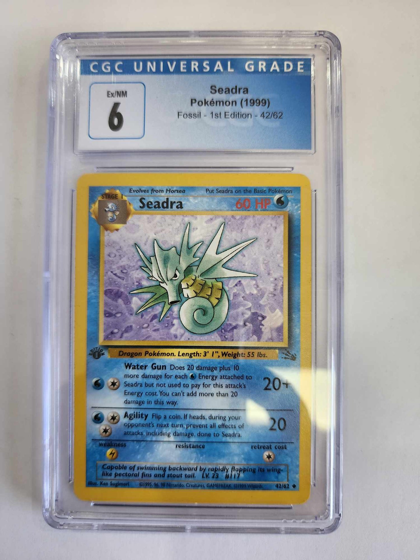 1999 Pokemon Fossil 1st Edition - Seadra 42/62 - Uncommon - CGC6