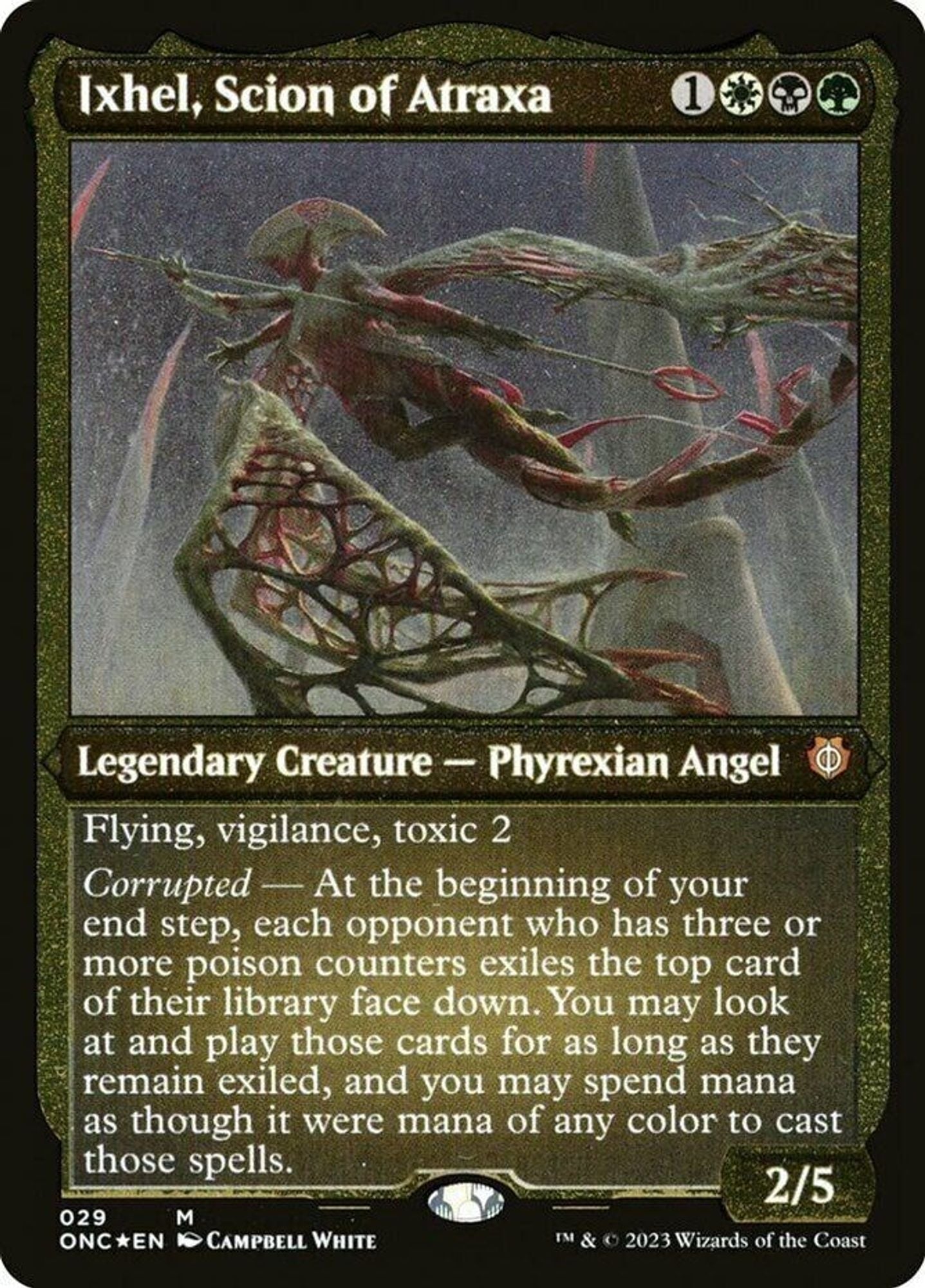 Ixhel, Scion of Atraxa (Display Commander) (Foil Etched) - Thick Stock
