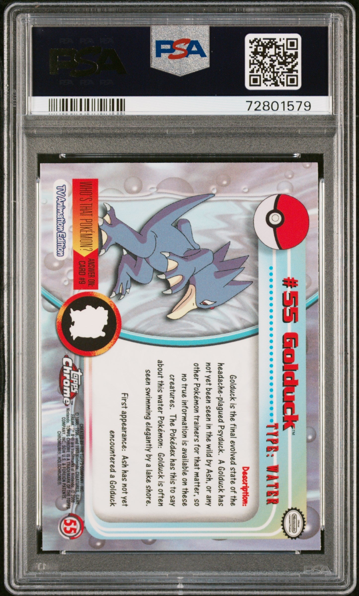2000 Topps Chrome Pokemon T.V. - Golduck - 55 - PSA 10