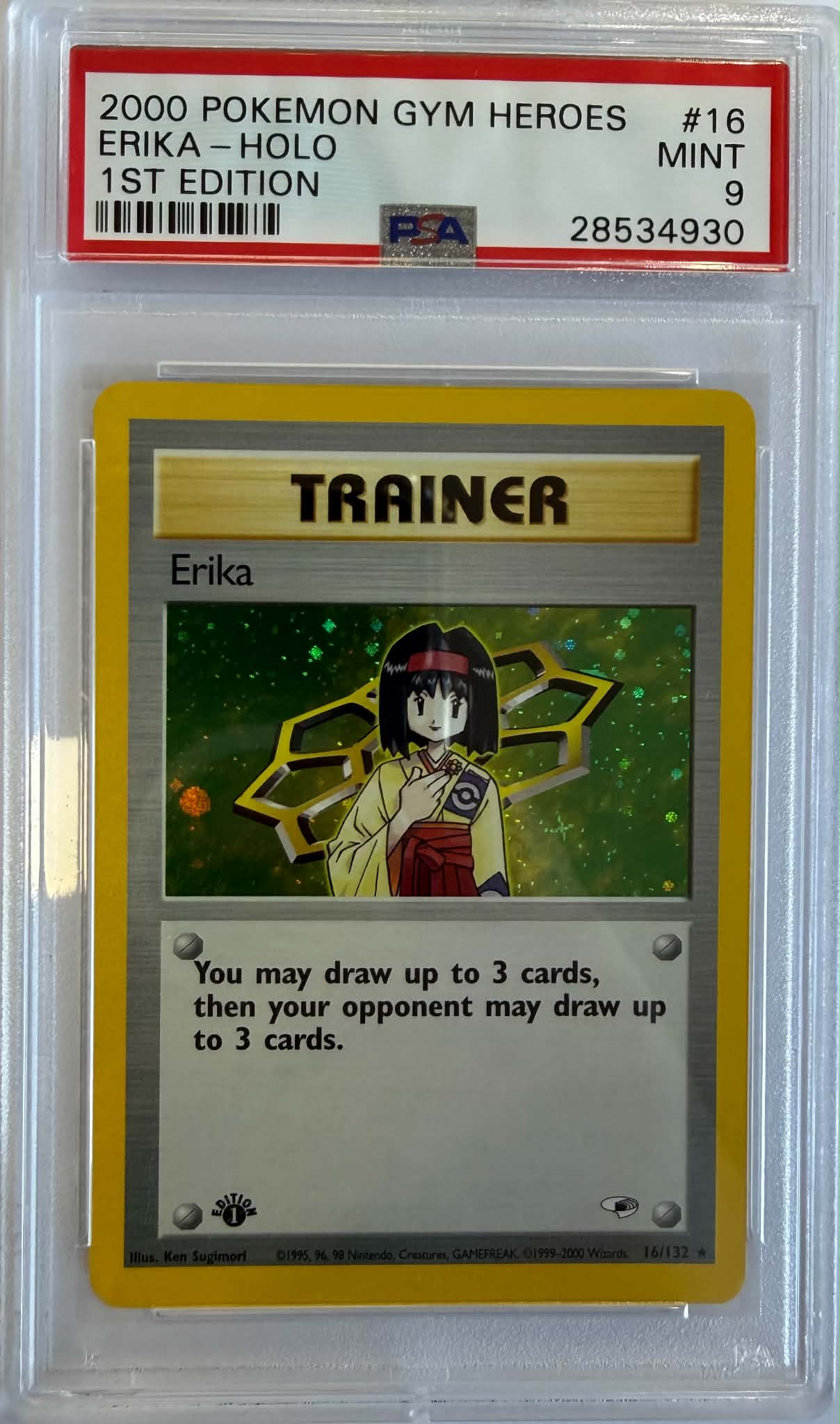 2000 Pokemon Gym Heroes 16 Erika-Holo 1St Edition - PSA 9