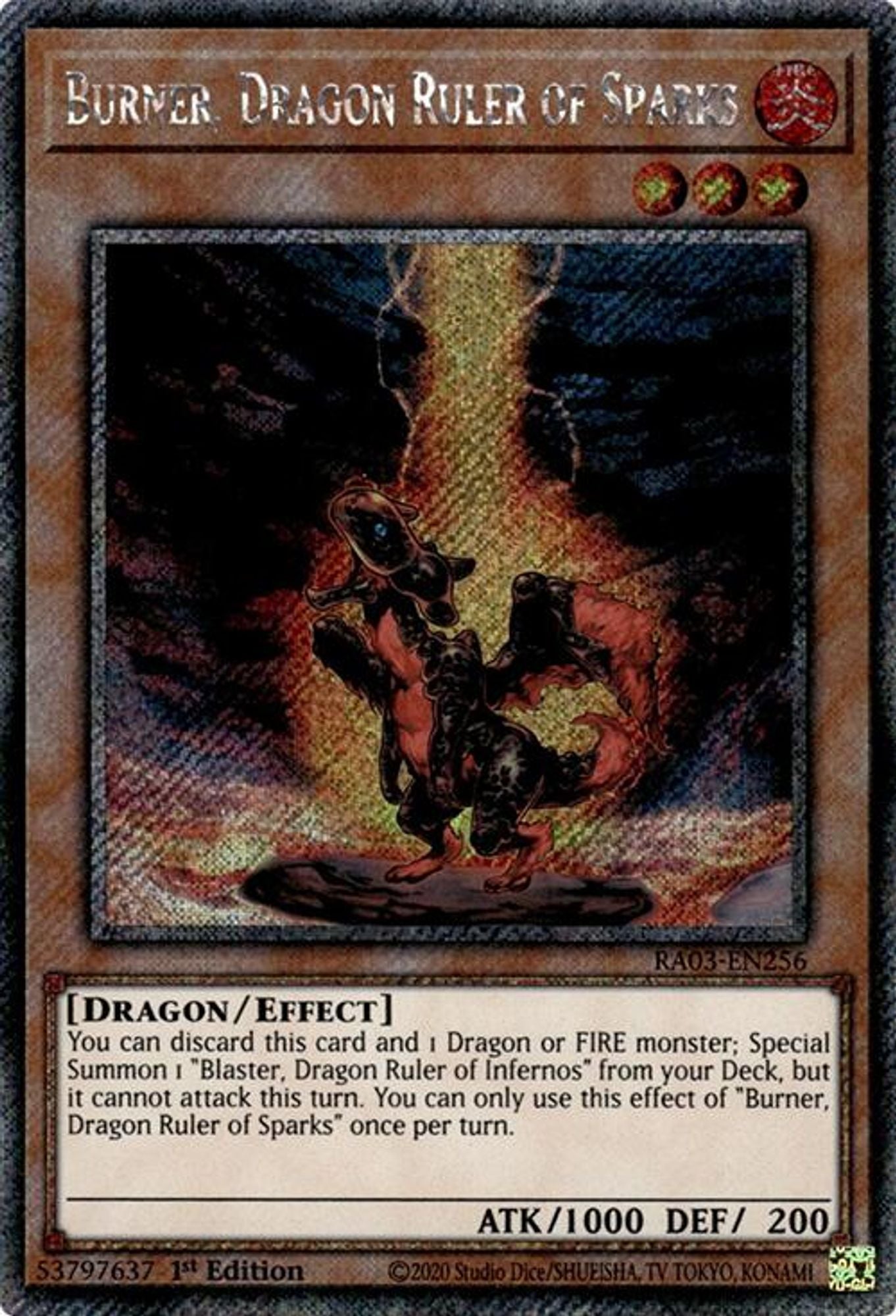 Burner, Dragon Ruler of Sparks (Platinum Secret Rare)
