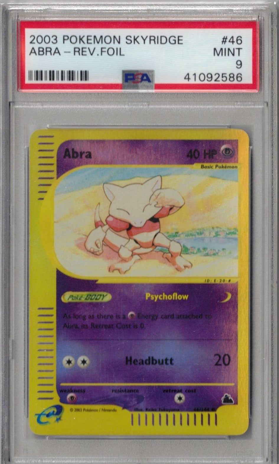 2003 Pokemon Skyridge 46 Abra-Rev.Foil - PSA 9