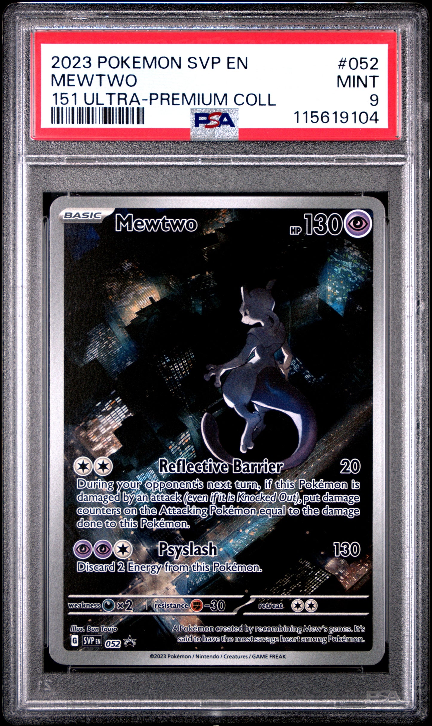 2023 Pokemon Svp En-Sv Black Star Promo 052 Mewtwo 151 Ultra-Premium Coll - PSA 9