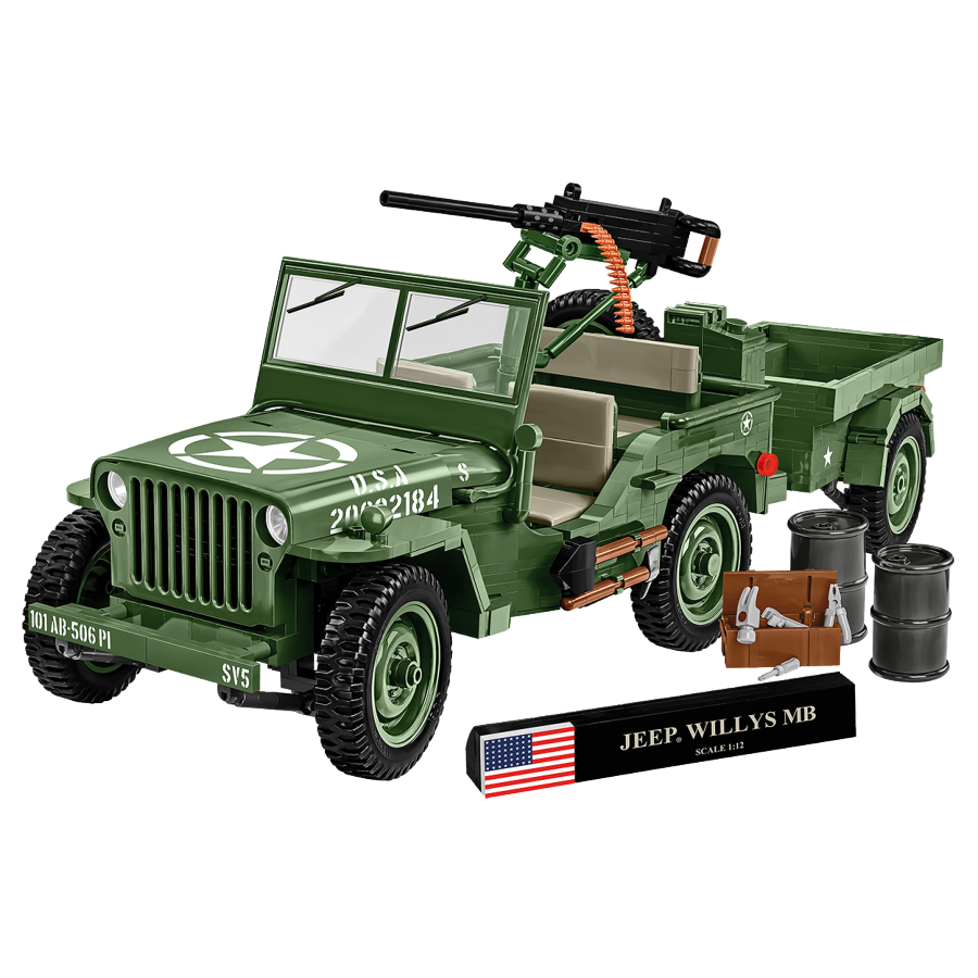 WW2 - Willys MB + Trailer Exclusive (1580 Pcs)
