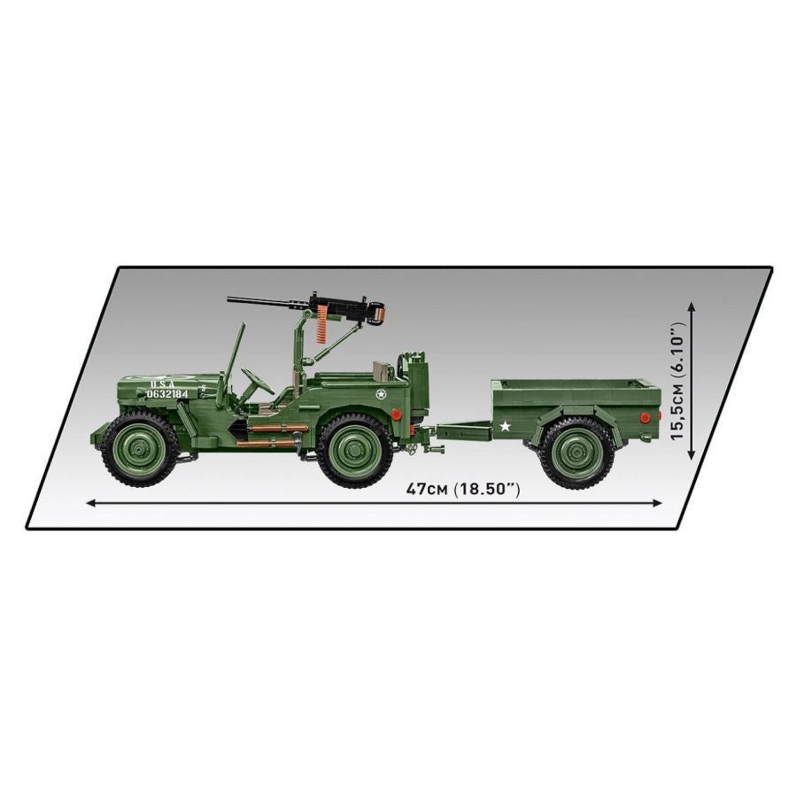 WW2 - Willys MB + Trailer Exclusive (1580 Pcs)