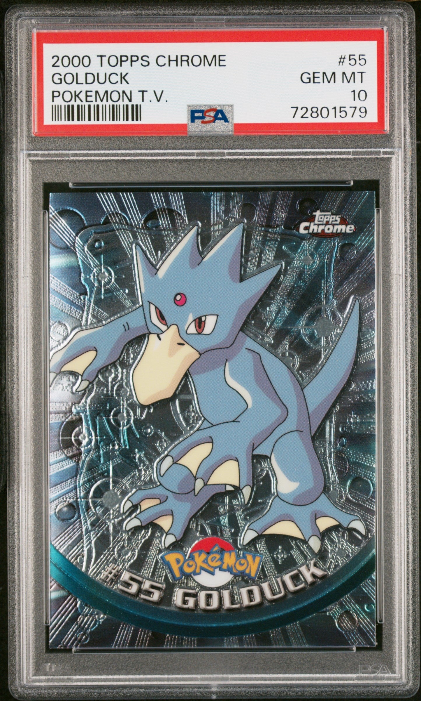 2000 Topps Chrome Pokemon T.V. - Golduck - 55 - PSA 10