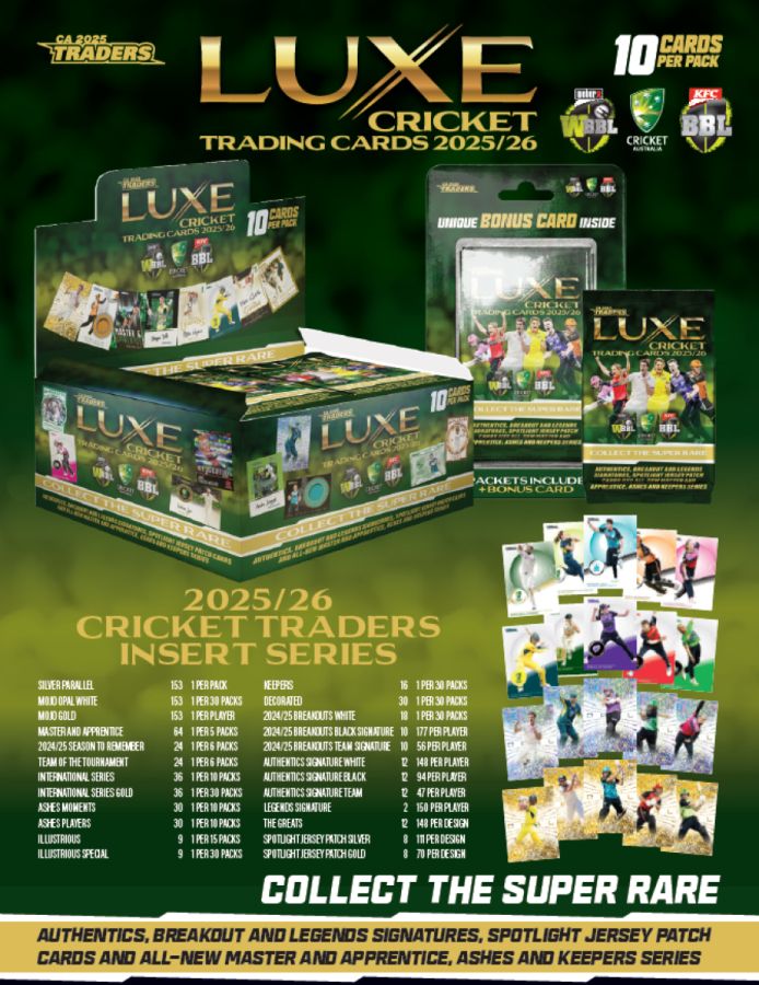 Cricket - 2025/26 Luxe Hobby Trading Cards (Display of 30)