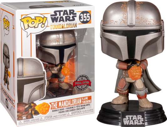Star Wars: The Mandalorian - The Mandalorian Flame Throwing Metallic US Exclusive Pop! Vinyl #355