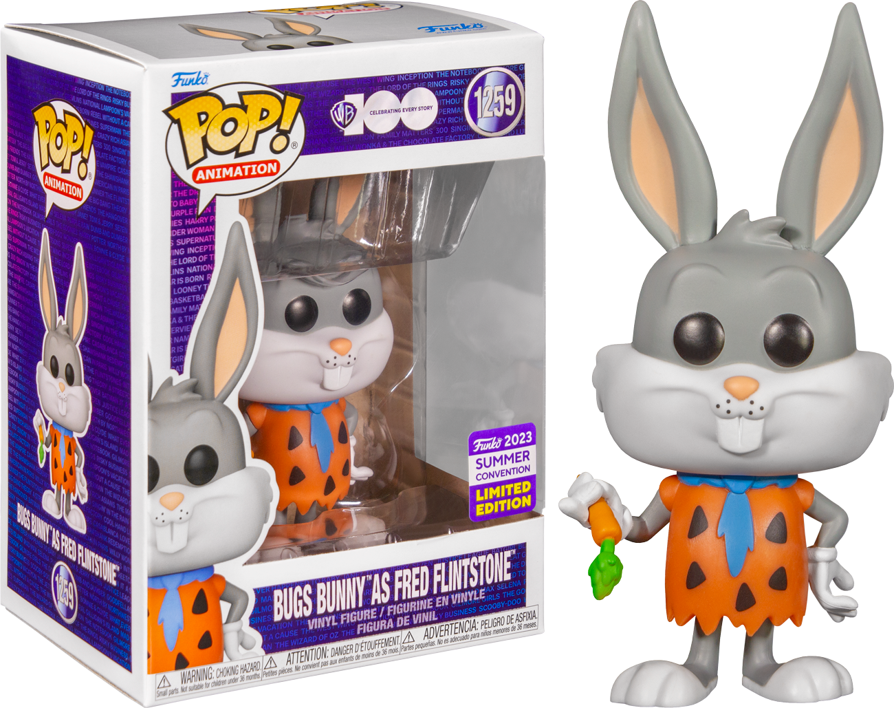 Looney Tunes - Bugs Bunny as Fred Flintstone Warner Bros 100th Anniversary 2023 Summer Convention Pop! Vinyl #1259