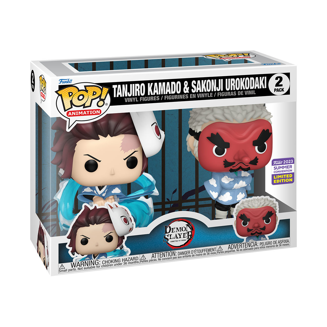 Demon Slayer - Tanjiro Kamado & Sakonji Urokodaki SDCC 2023 Summer Convention Exclusive 2-Pack Pop! Vinyl